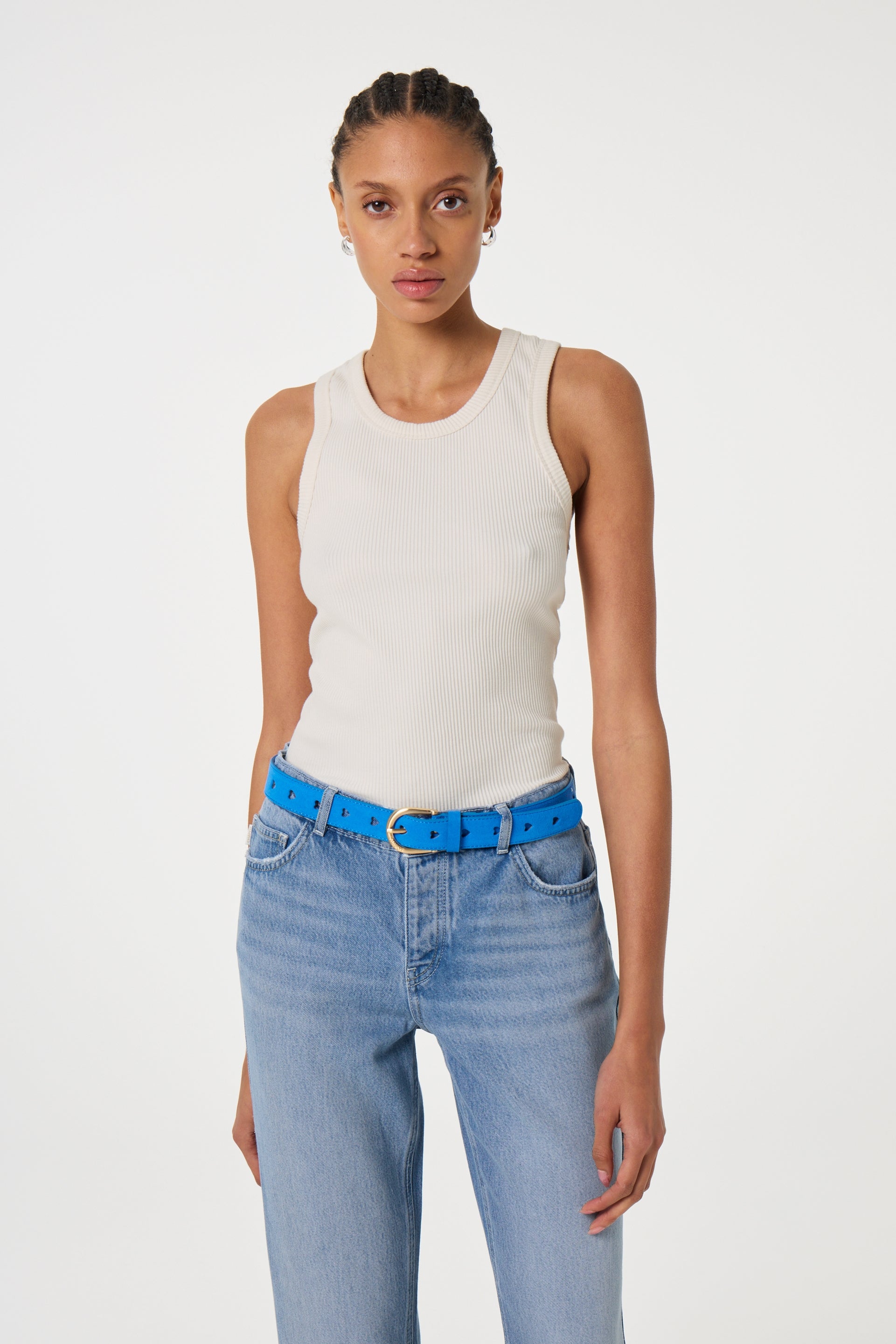 Cut It Out Heart Belt Suede/Leather | Blue Wave
