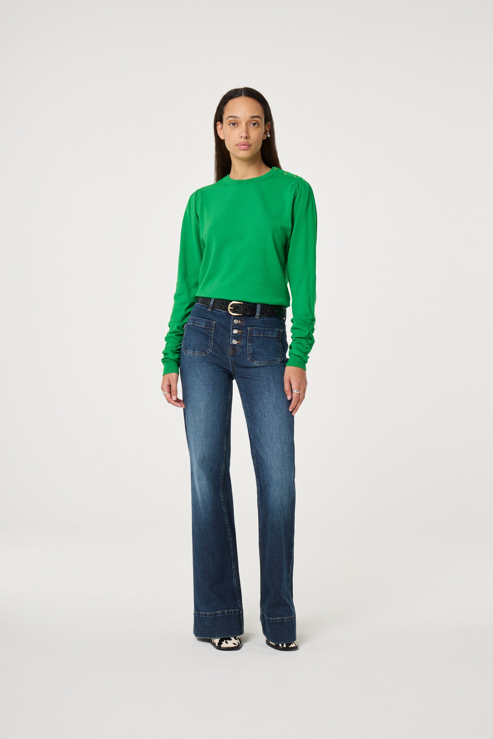 Molly Scrunch Pullover | Green Glimmer