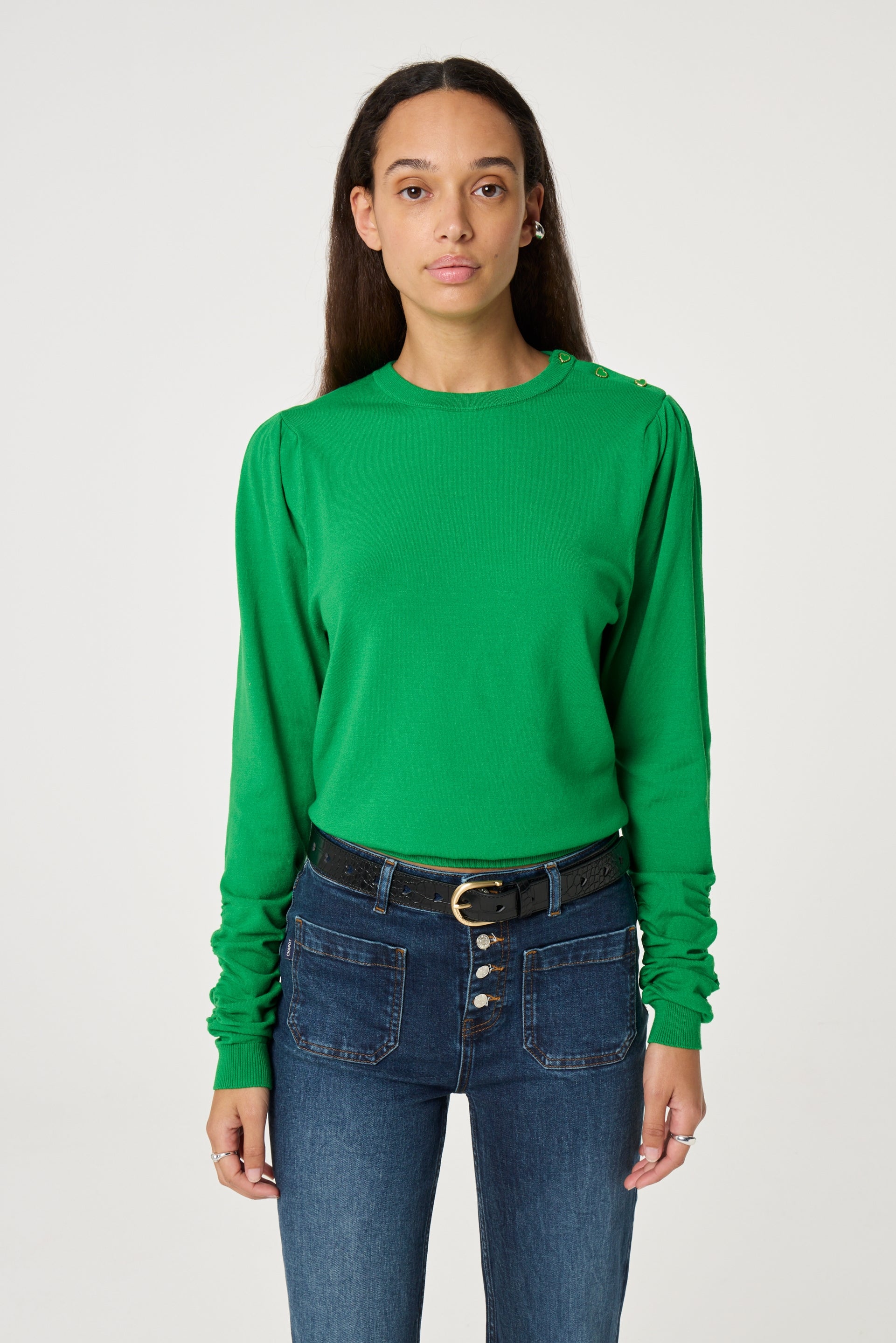 Molly Scrunch Pullover | Green Glimmer