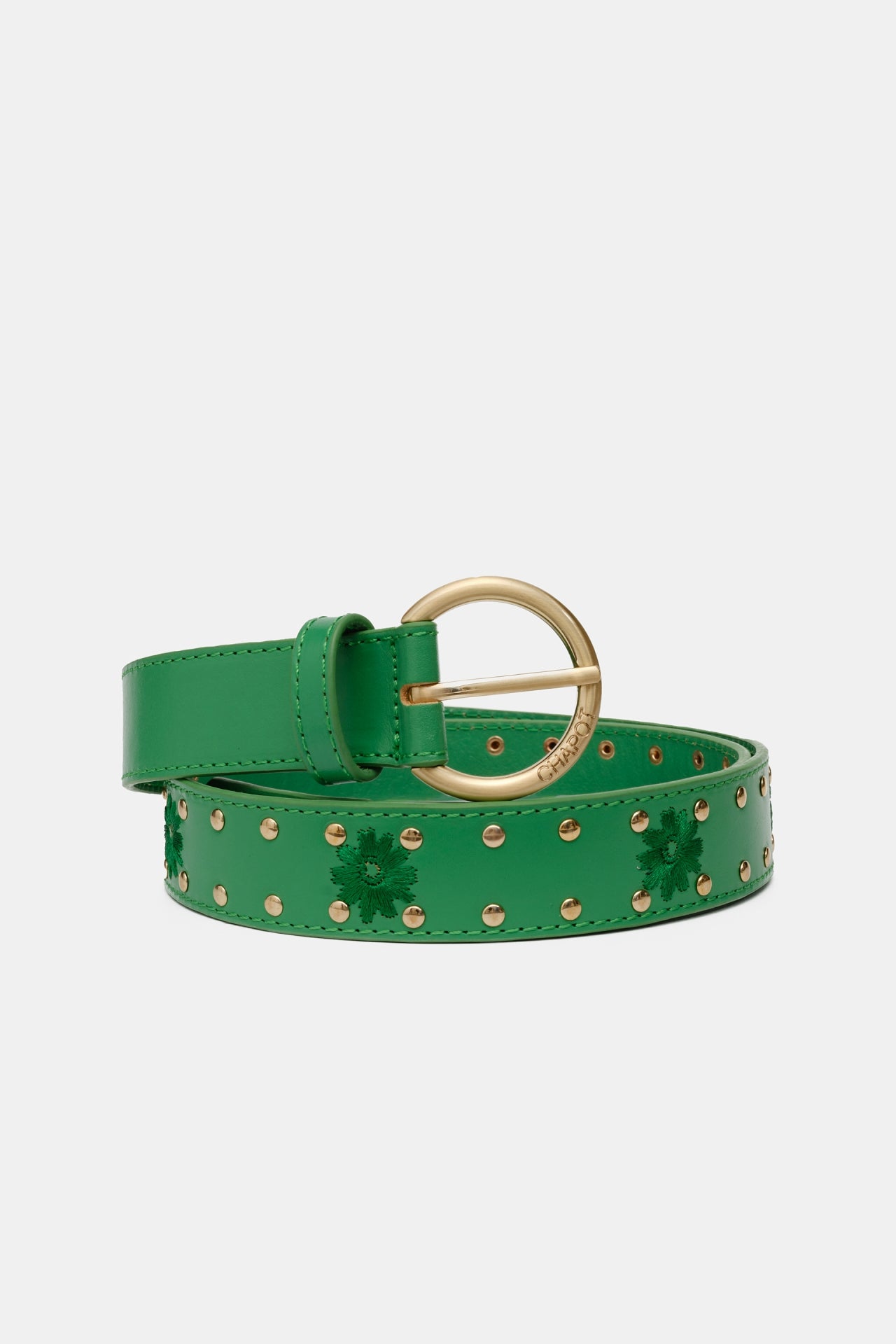 Flower Studded Belt | Green Apple