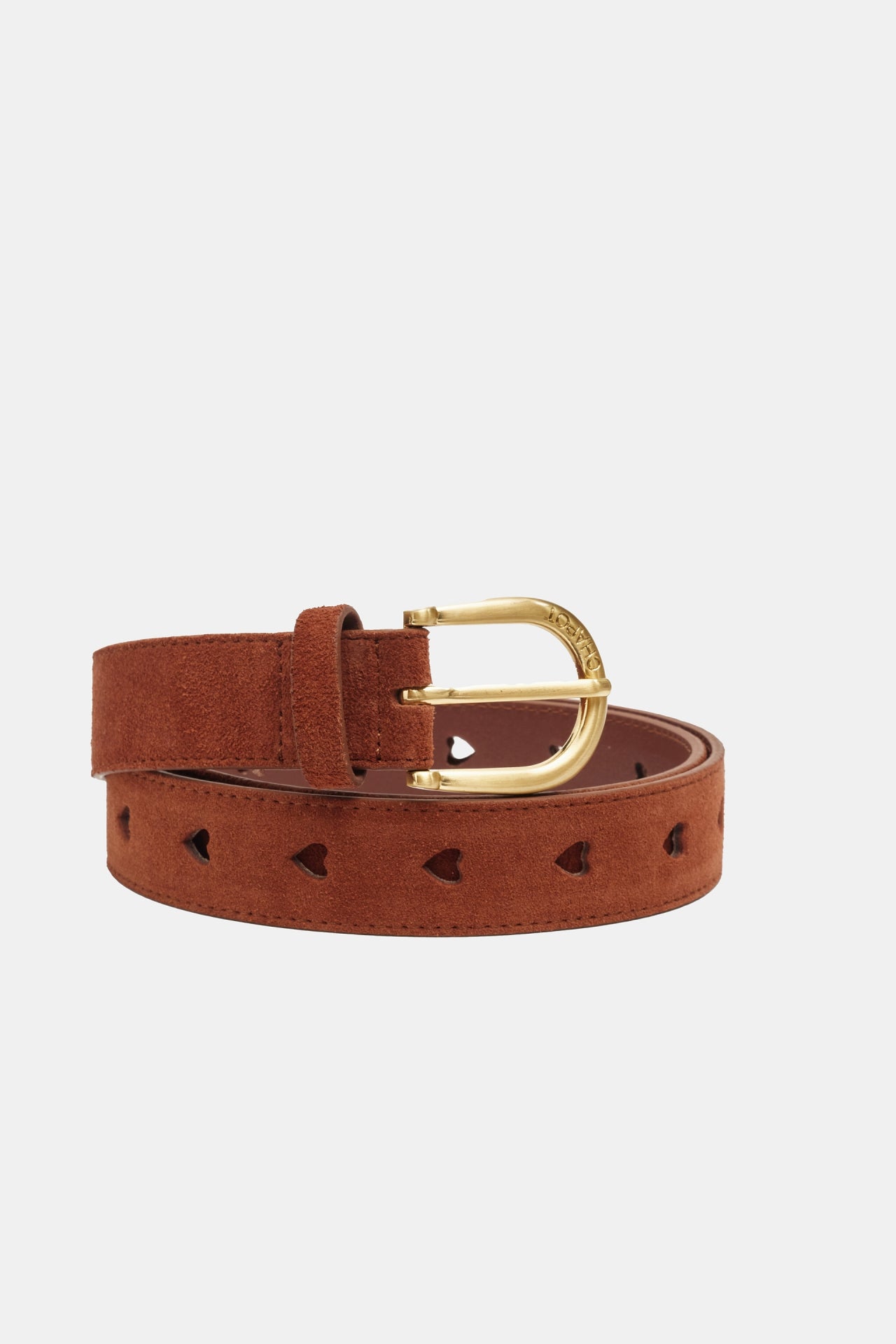 Cut It Out Heart Belt Suede/Leather | Cognac