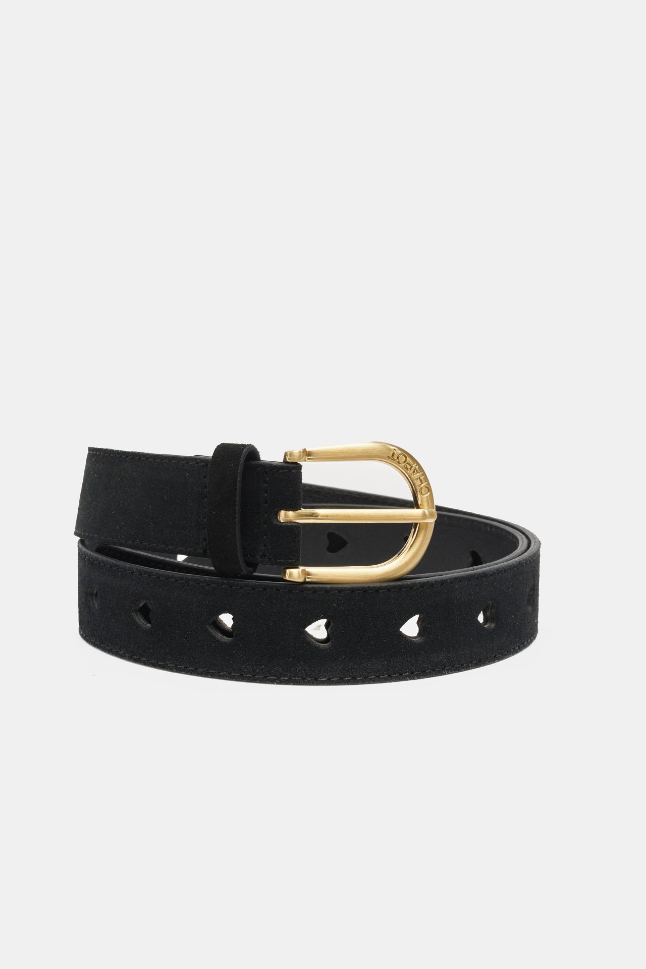Cut It Out Heart Belt Suede/Leather | Black