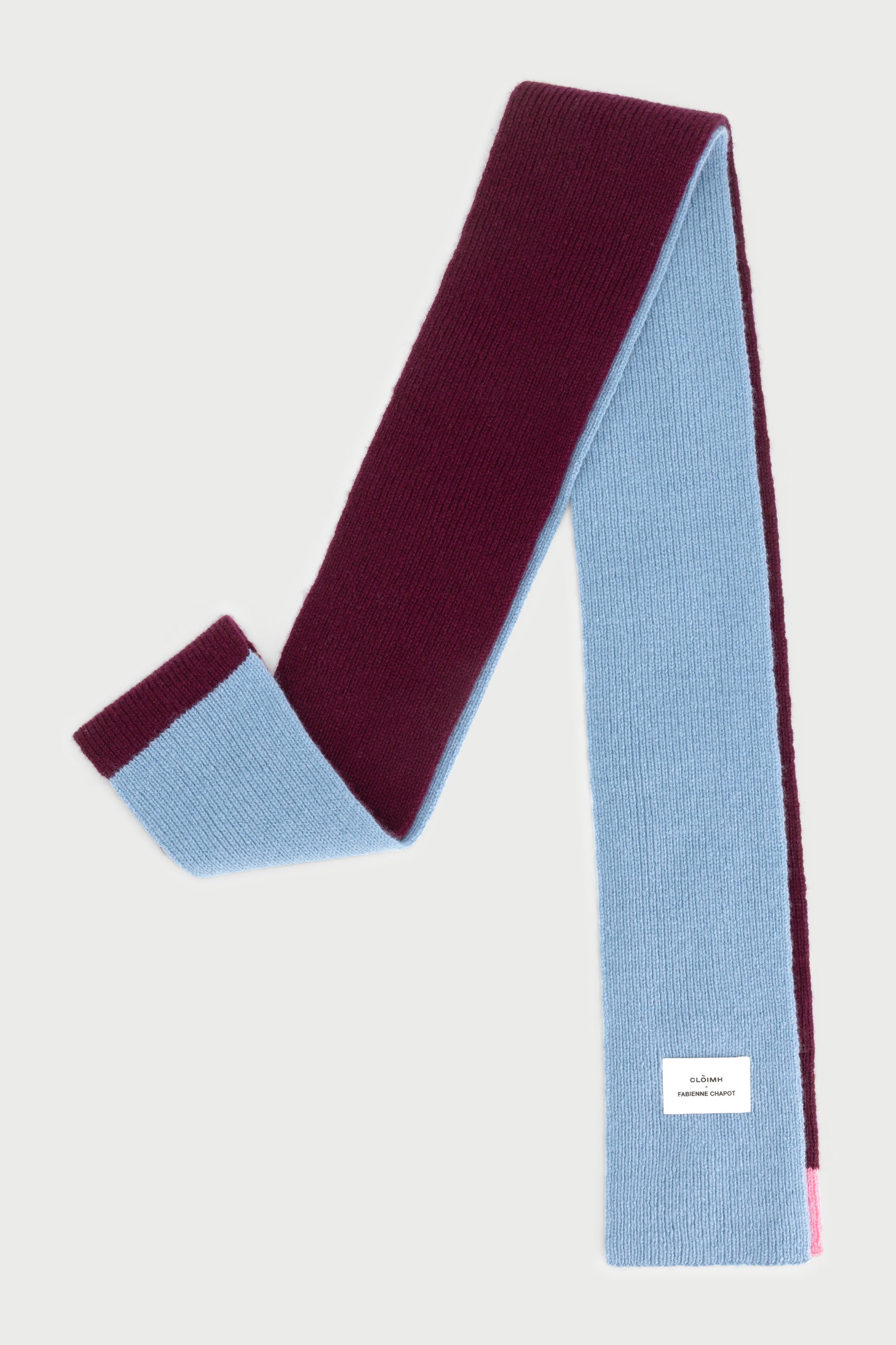 FC X CLÒIMH Wool Mini Scarf | Burgundy/Light Blue