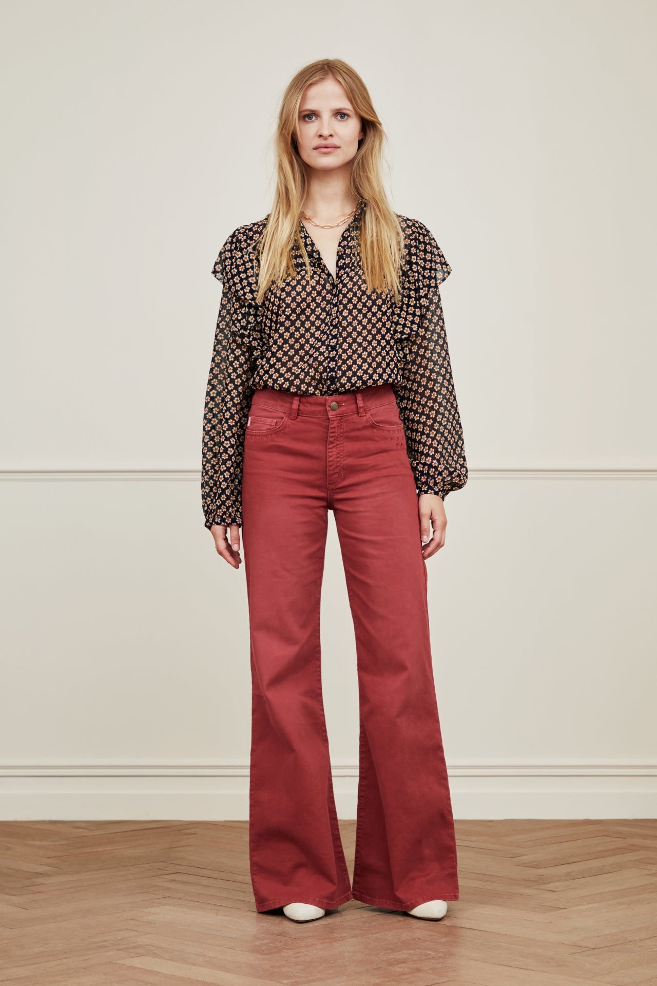 Bibi Long Sleeve Blouse | Black/Crazy Clay