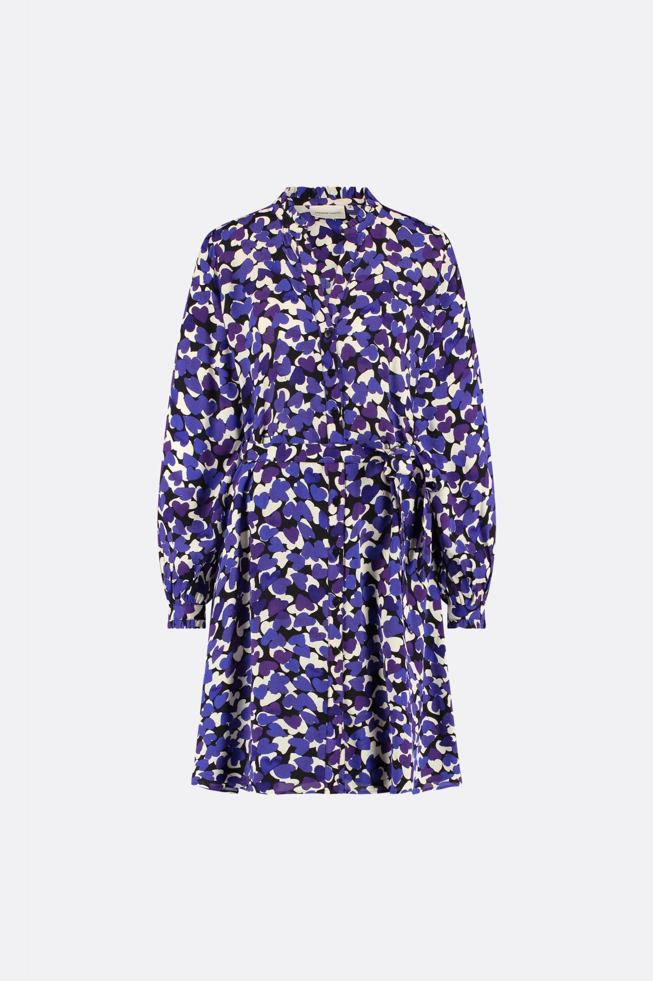 Dorien Frill Dress | Black/Poppy Purple