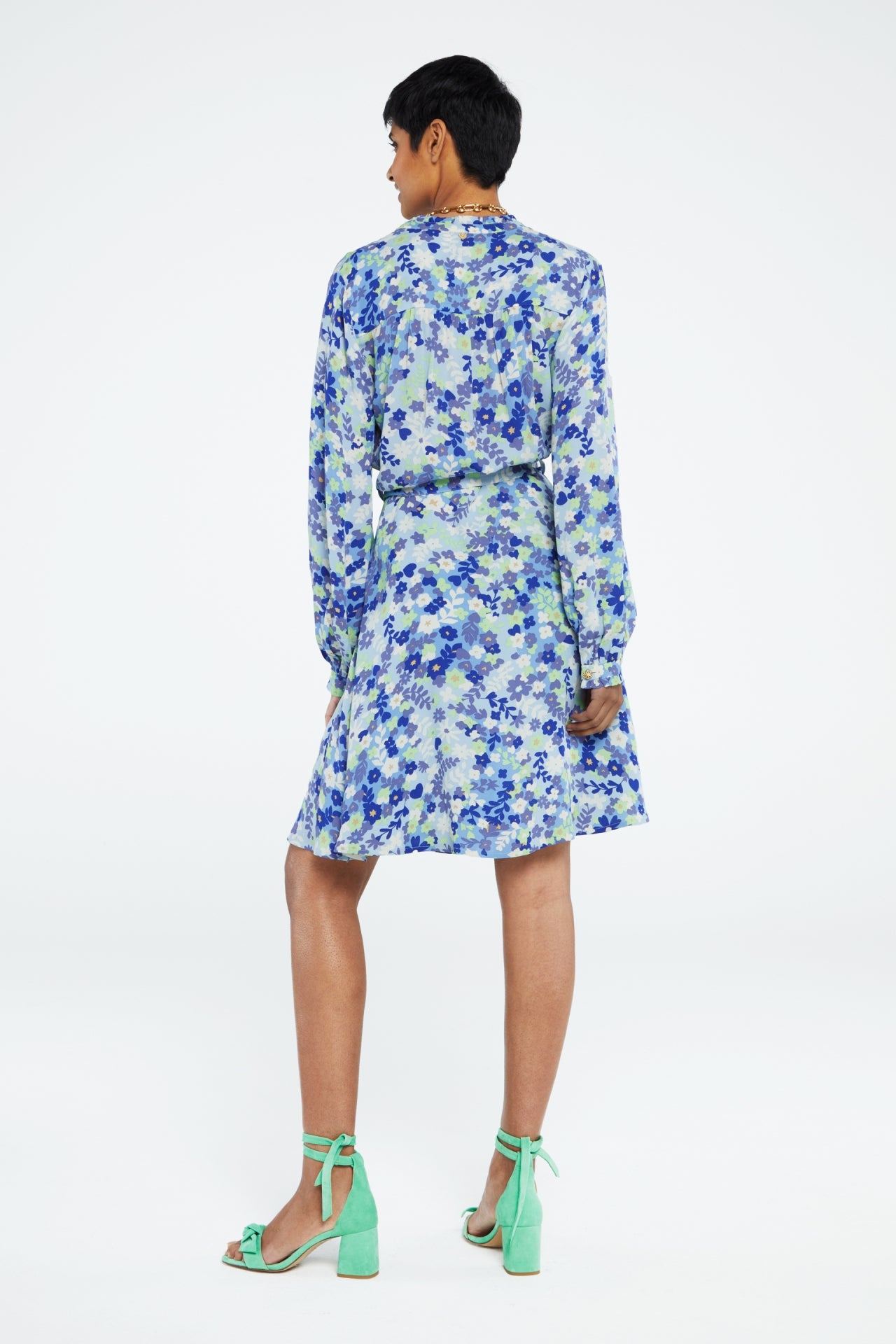 Dorien Frill Dress | Riad Blue/Acapulco G