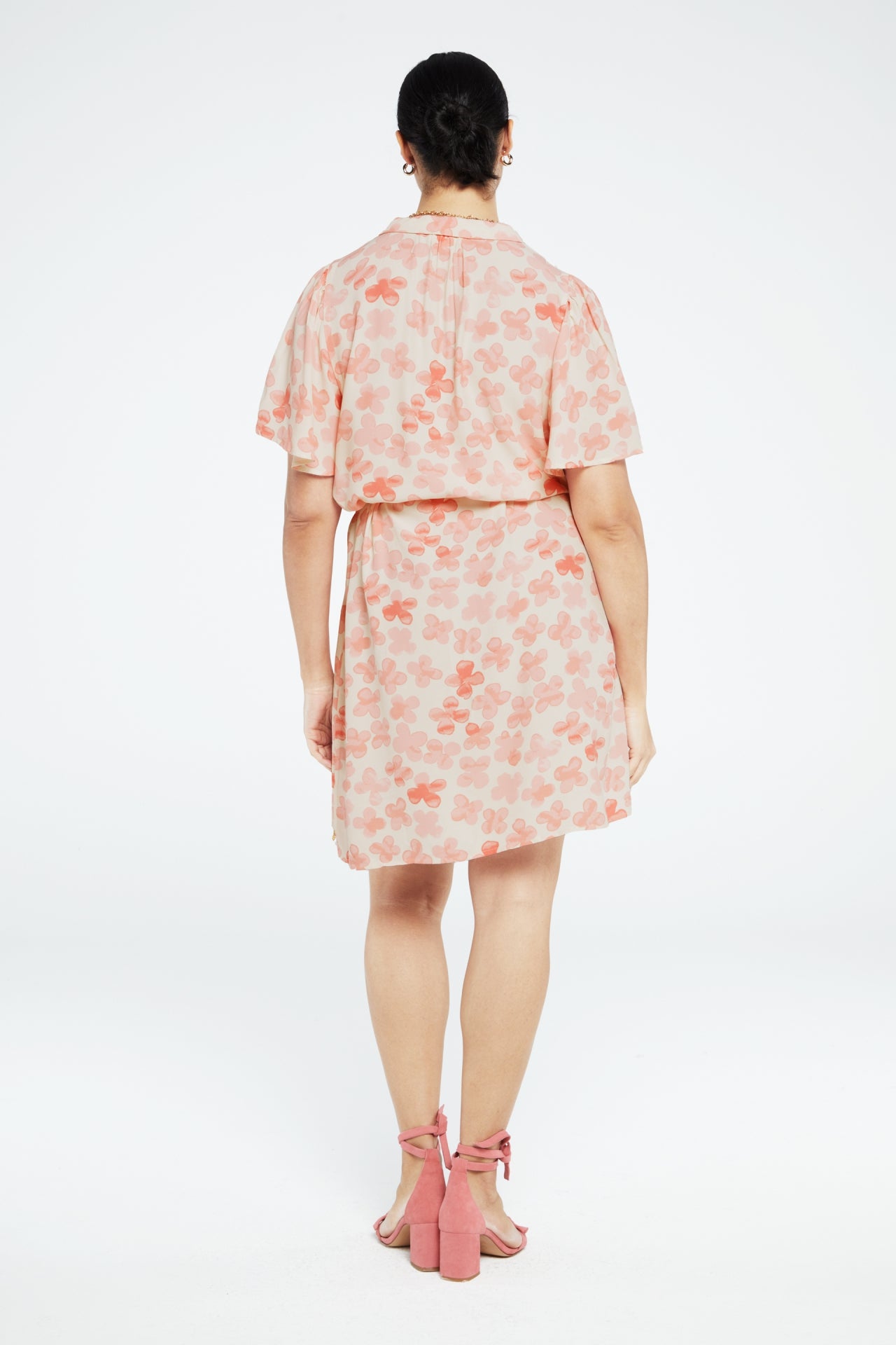 Girlfriend Butterfly dress | Cream White/Pink Gra