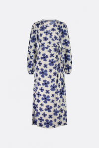 Nia Dress | Cream White/Blue Nig