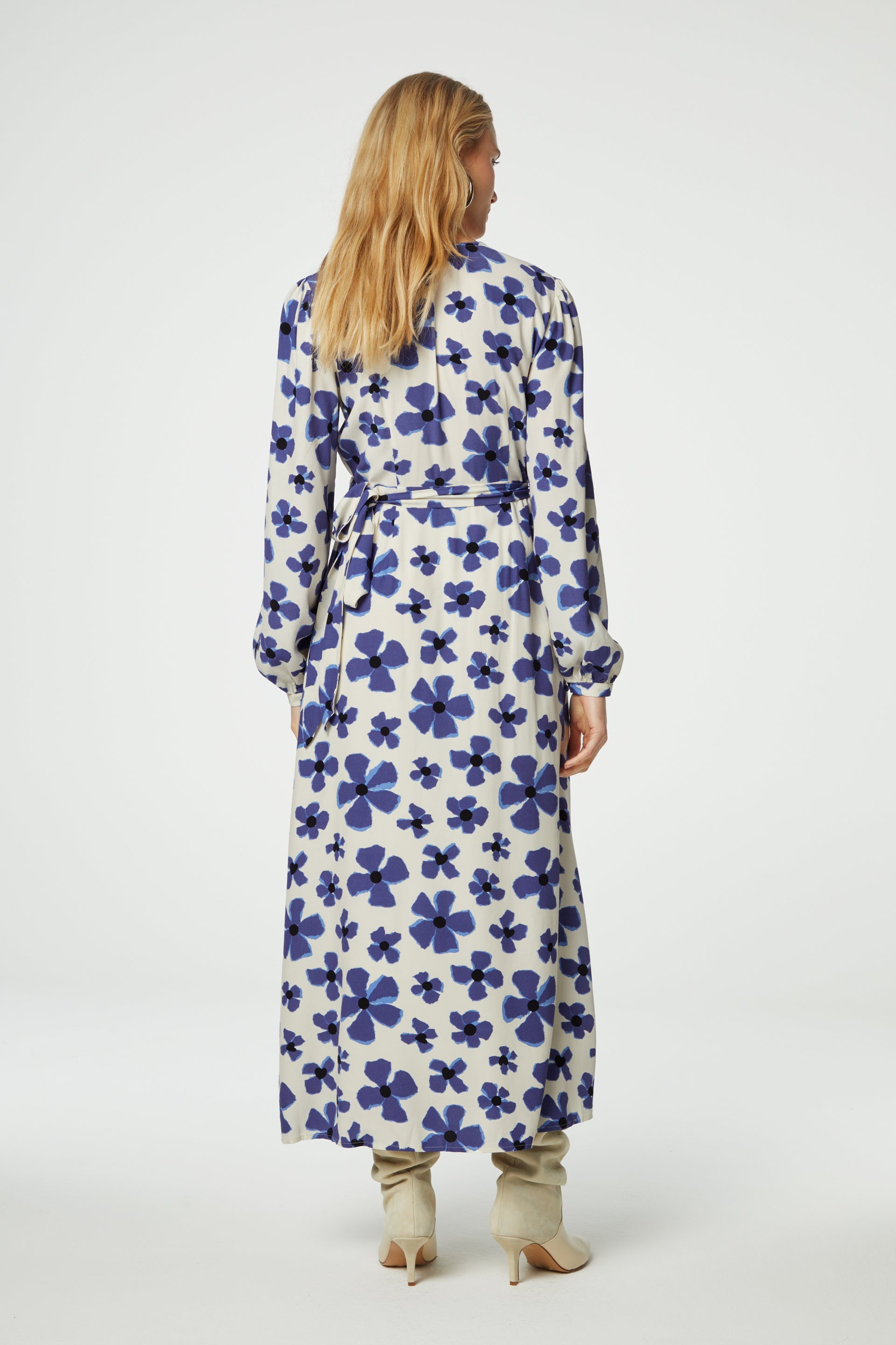 Nia Dress | Cream White/Blue Nig
