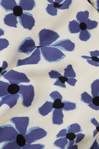 Nia Dress | Cream White/Blue Nig
