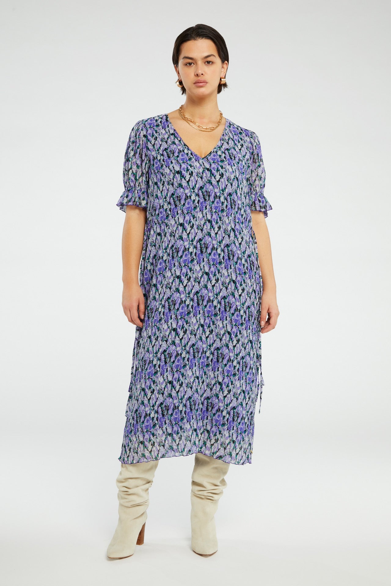 Pauline Dress | Poppy Purple/Cream W