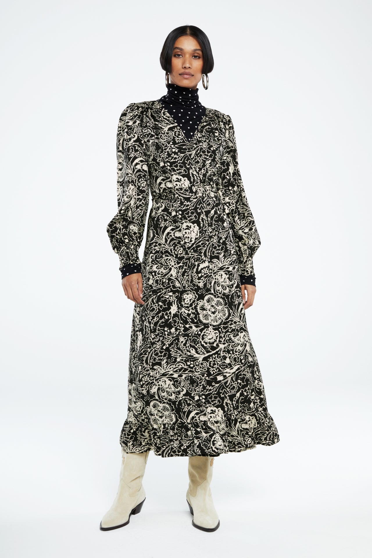 Natalia Dress | Black/Warm White