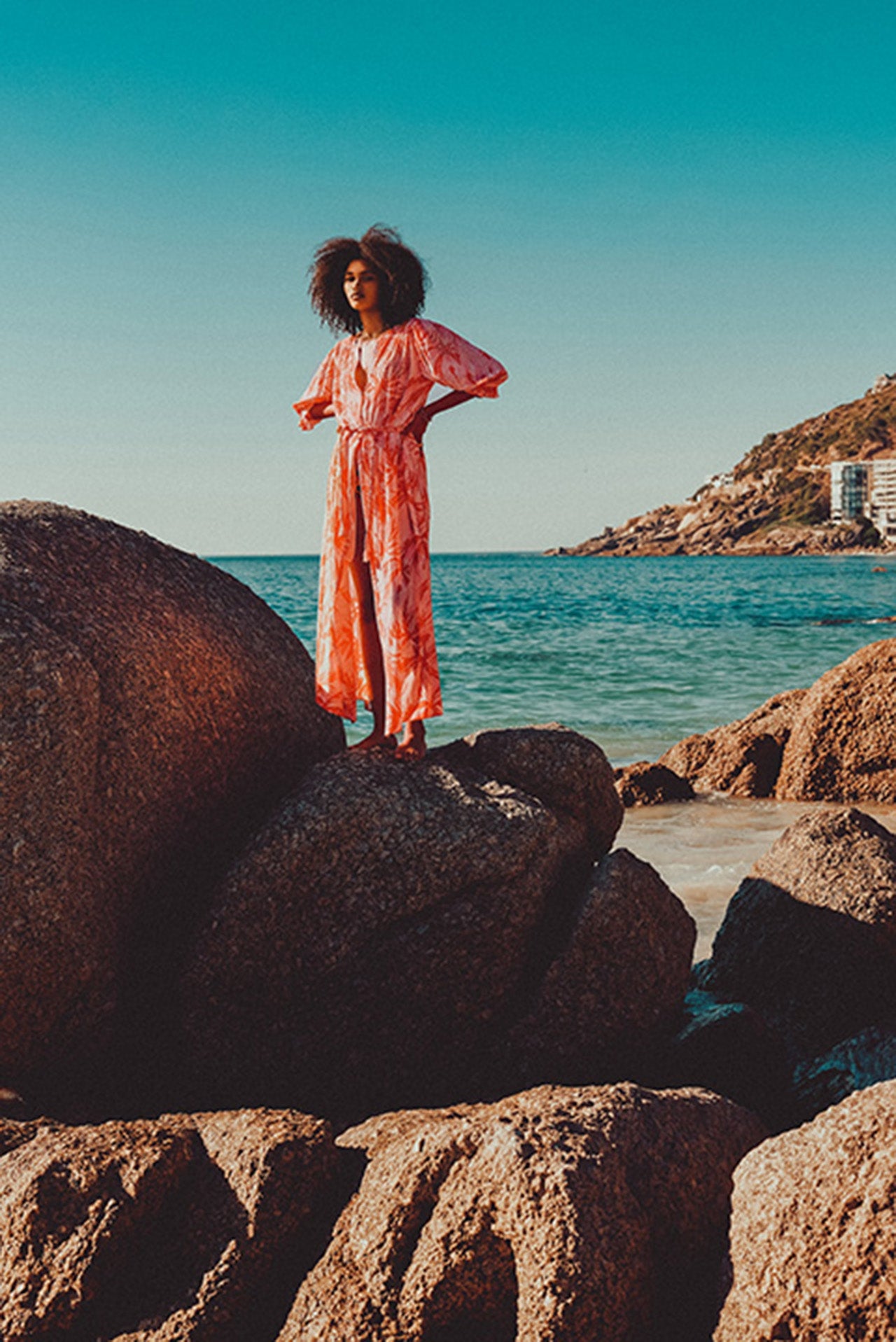 Sardinia Dress | Pink Grapefruit/Char