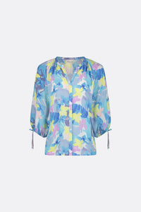 Cooper Blouse | Cream White/Pool Blu