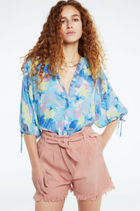 Cooper Blouse | Cream White/Pool Blu