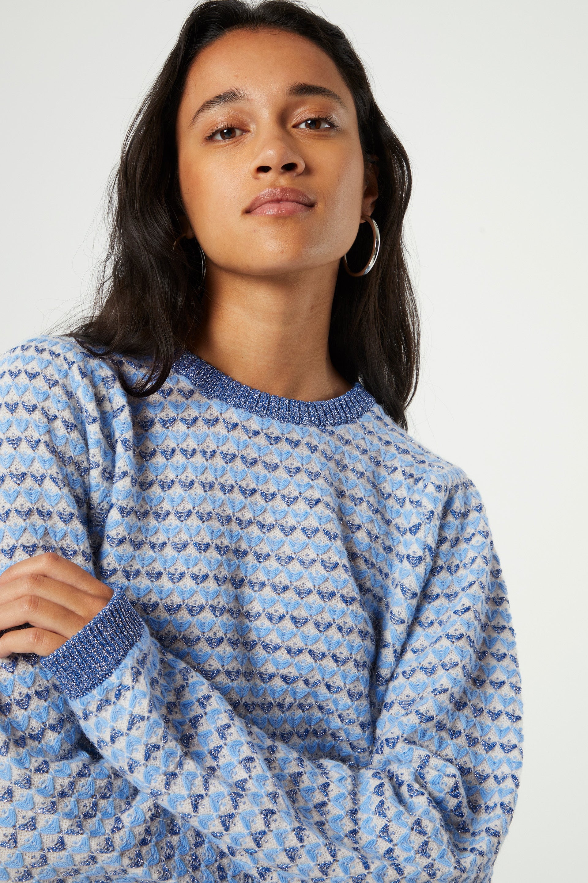 Rose LS Pullover | Cornflower Blue