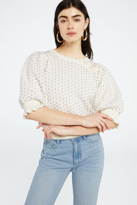 Love Short Sleeve Pullover | Cream White/Violet