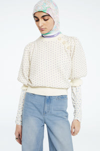 Love Short Sleeve Pullover | Cream White/Violet