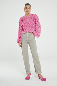 Bibi Long Sleeve Blouse | Bubble Gum Pink/Crea