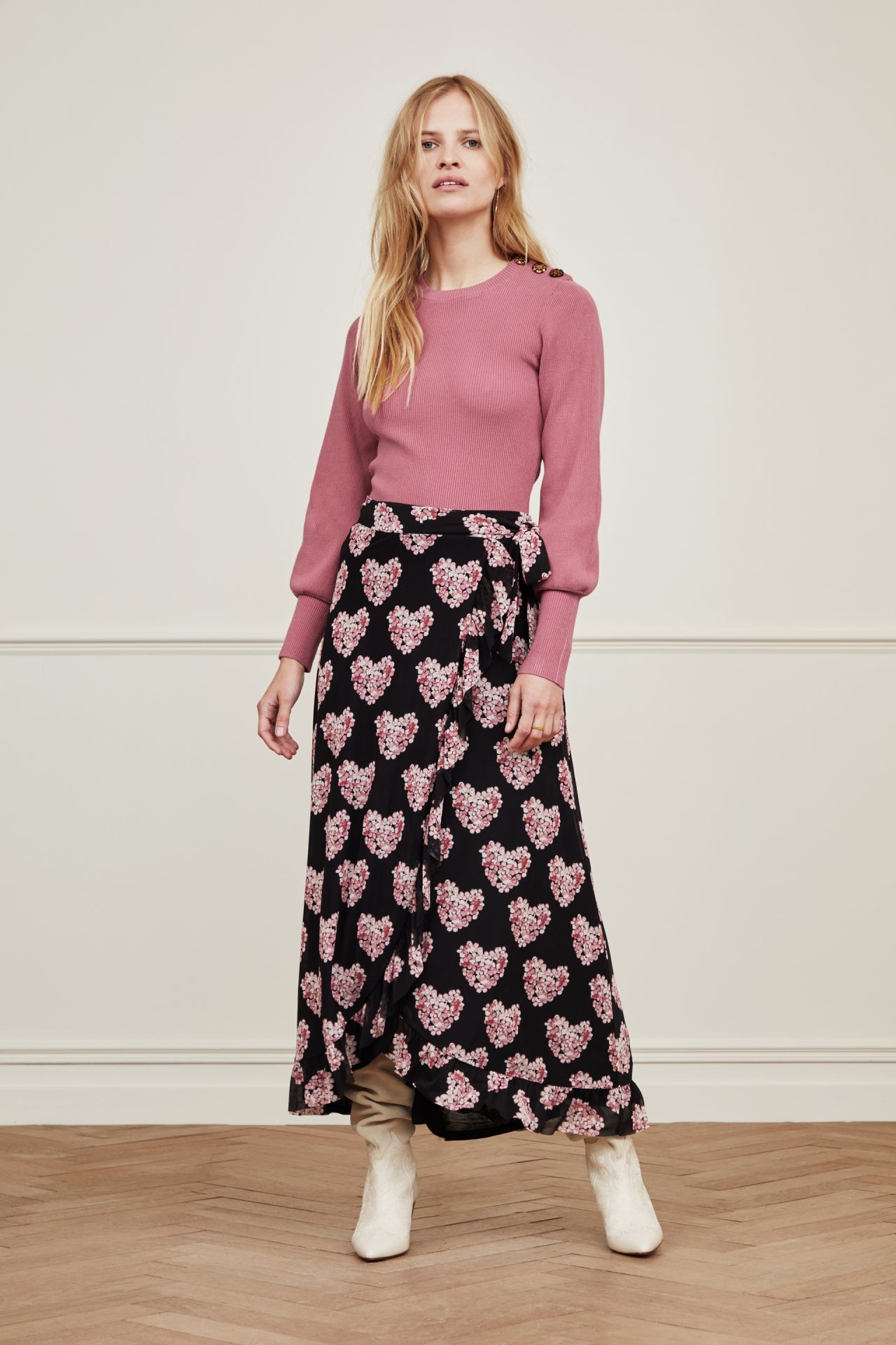 Bobo Frill Skirt | Black/Antique Pink