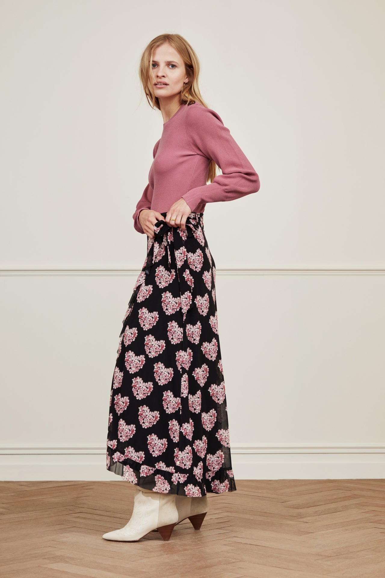 Bobo Frill Skirt | Black/Antique Pink