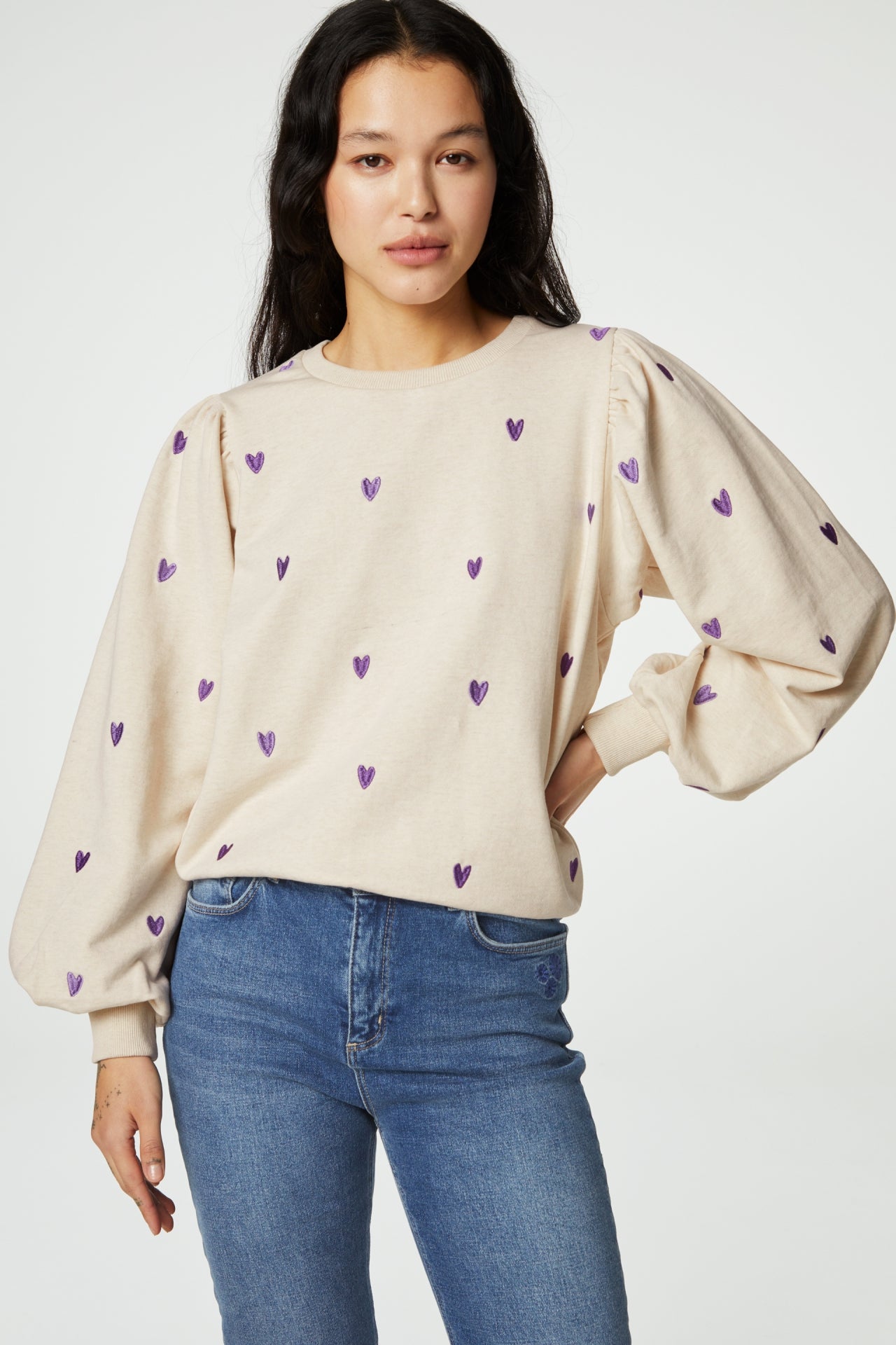 Dina Sweater | Oatmeal/Purple