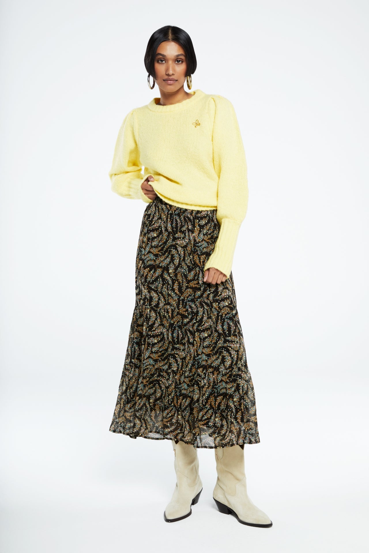 Louise Tess  Skirt | Black/Rattan