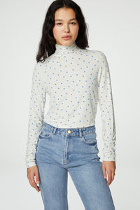 Jade Top | Cream White / Blue