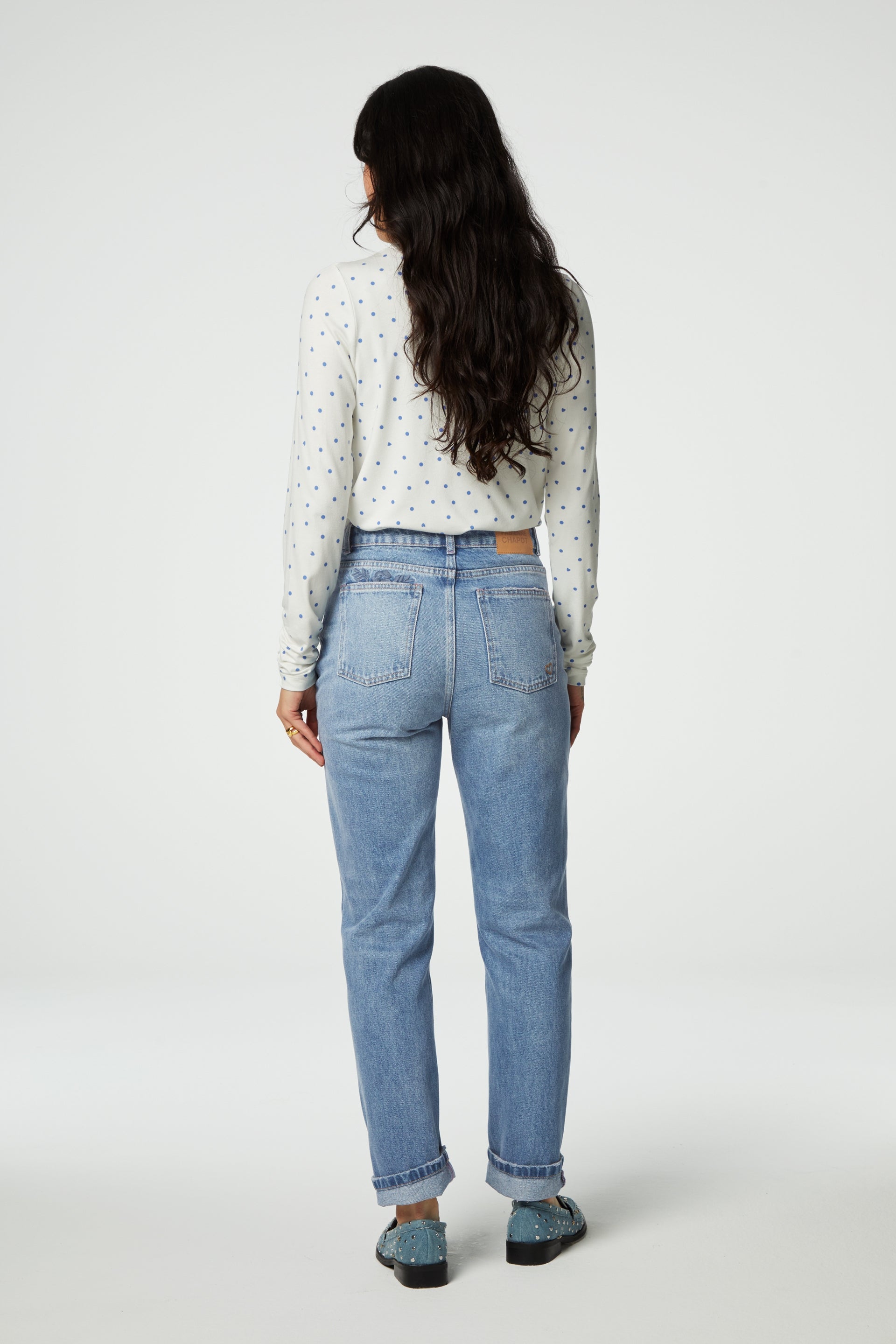 Jade Top | Cream White / Blue