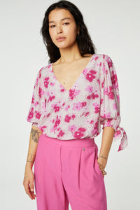Nacha Top | Hot Pink/Cream White