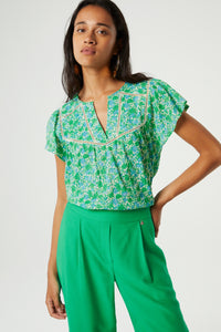 Kristy Top | Green Apple/Blue Dre