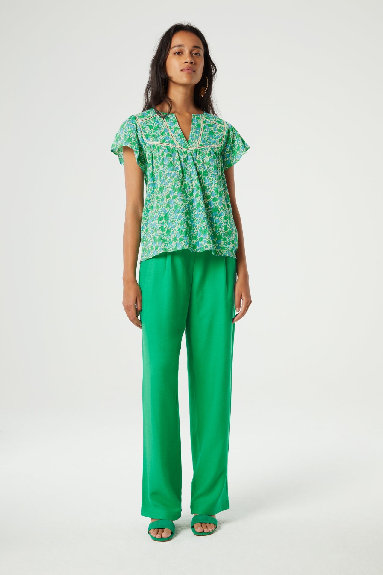 Kristy Top | Green Apple/Blue Dre
