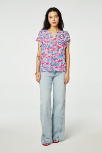 Kristy Top | Azure Blue/Hot Pink