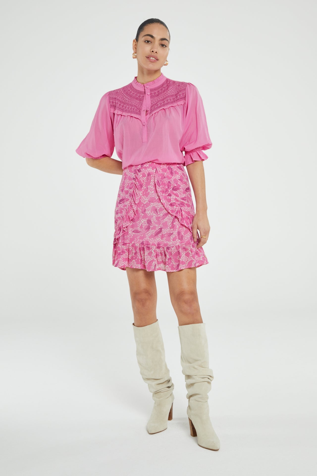 Lulu Skirt | Bubble Gum Pink/Crea