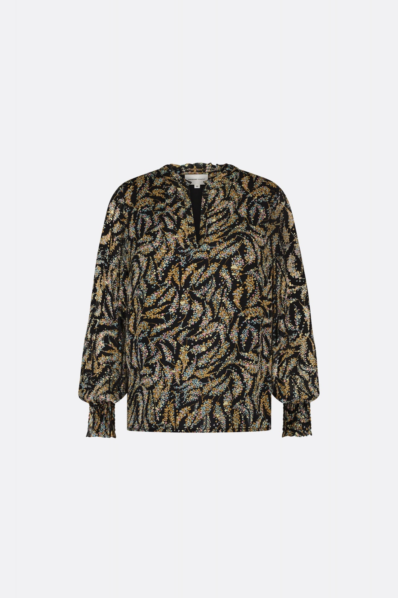 Cliff Ruffle Top | Black/Rattan
