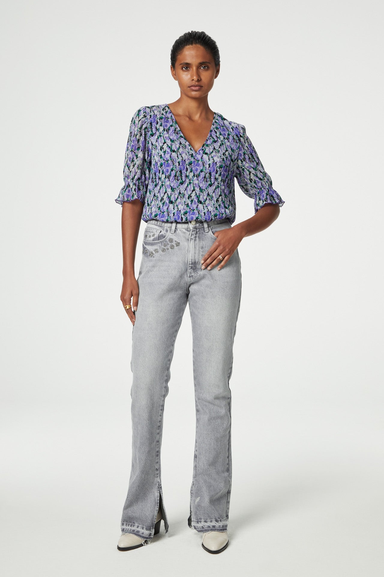 Paula Top | Poppy Purple/Cream W