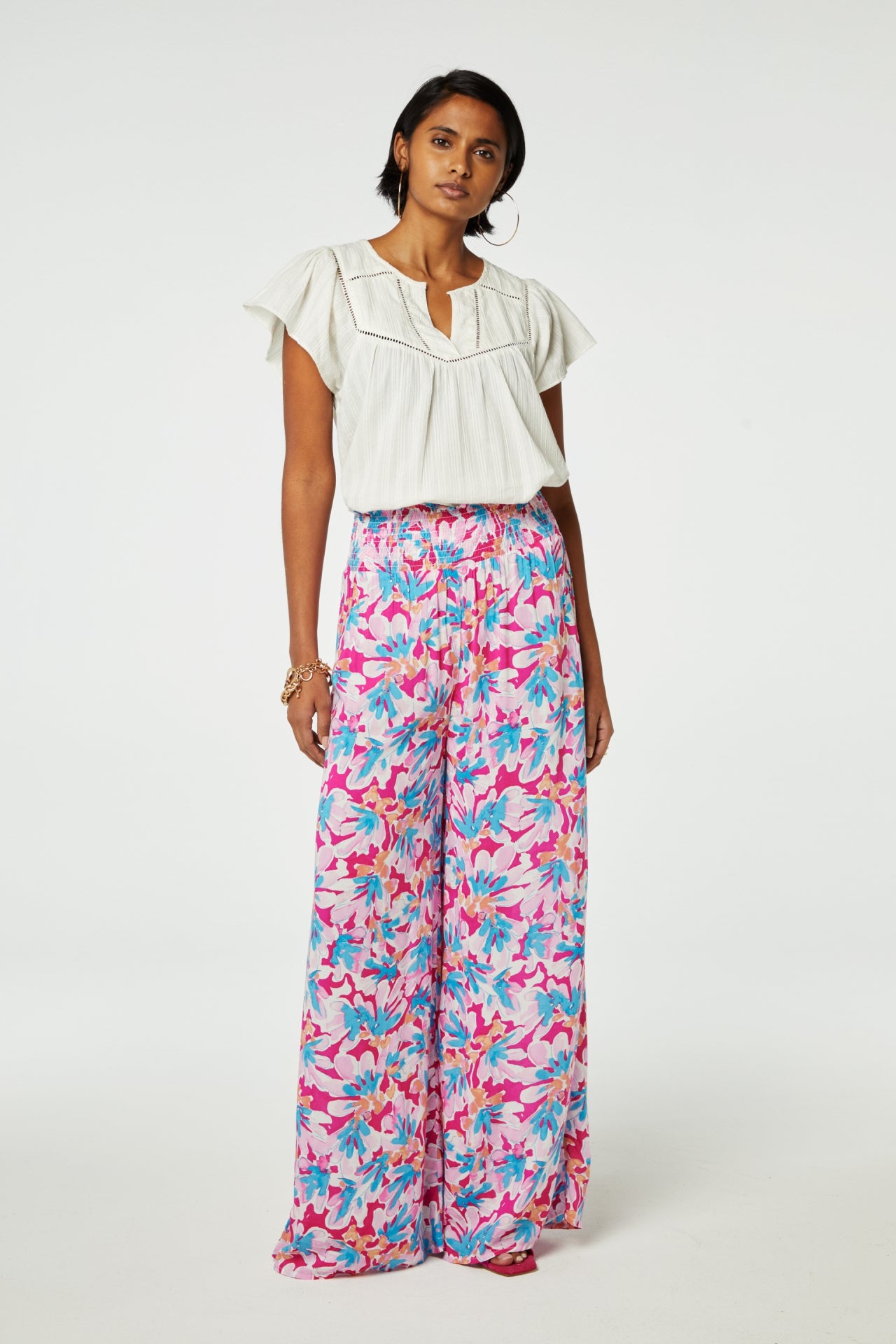 Palapa Trousers | Azure Blue/Hot Pink