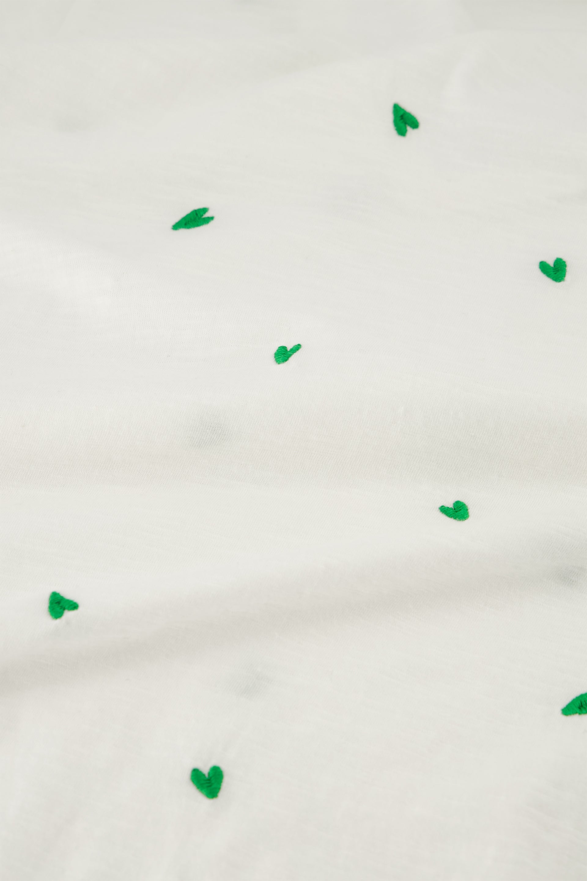 Phil V-neck Green Heart T-shirt | Cream White