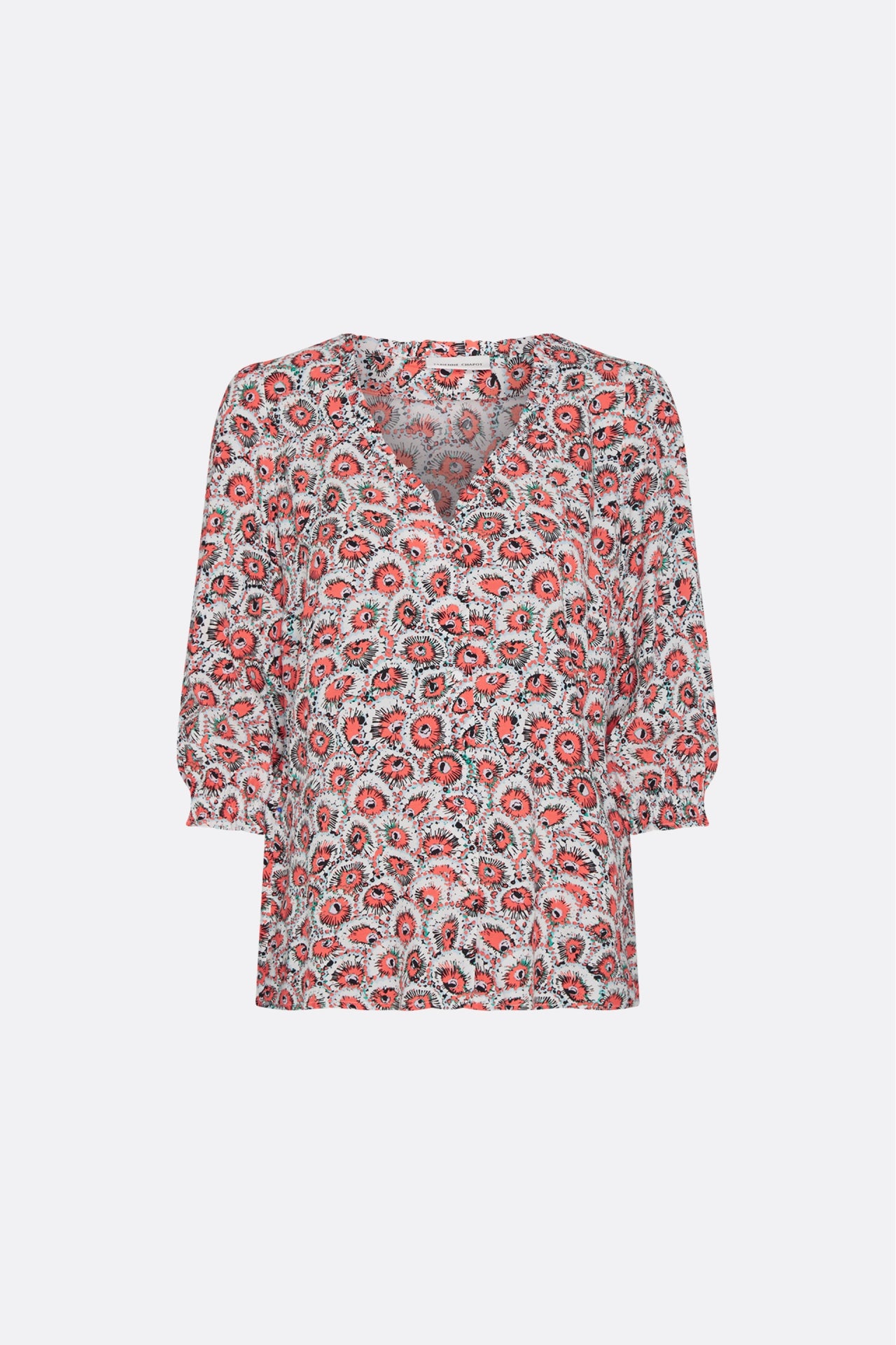 Bay Blouse | Cream White/Hot Cora