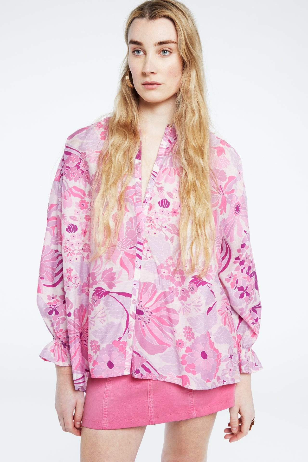 Lexi Blouse | Warm White/Pink Cand