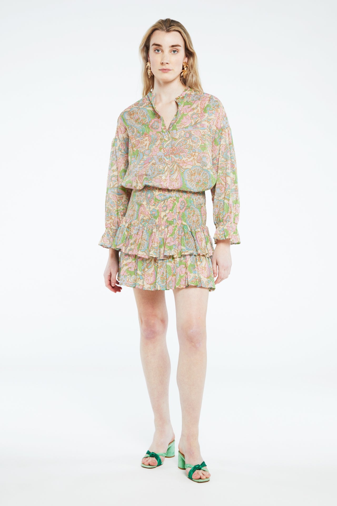 Lexi Blouse | Sandy Beach/Pink Can