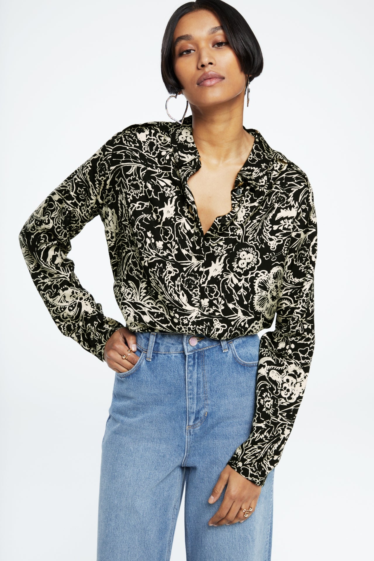 Sunrise Blouse | Black/Warm White