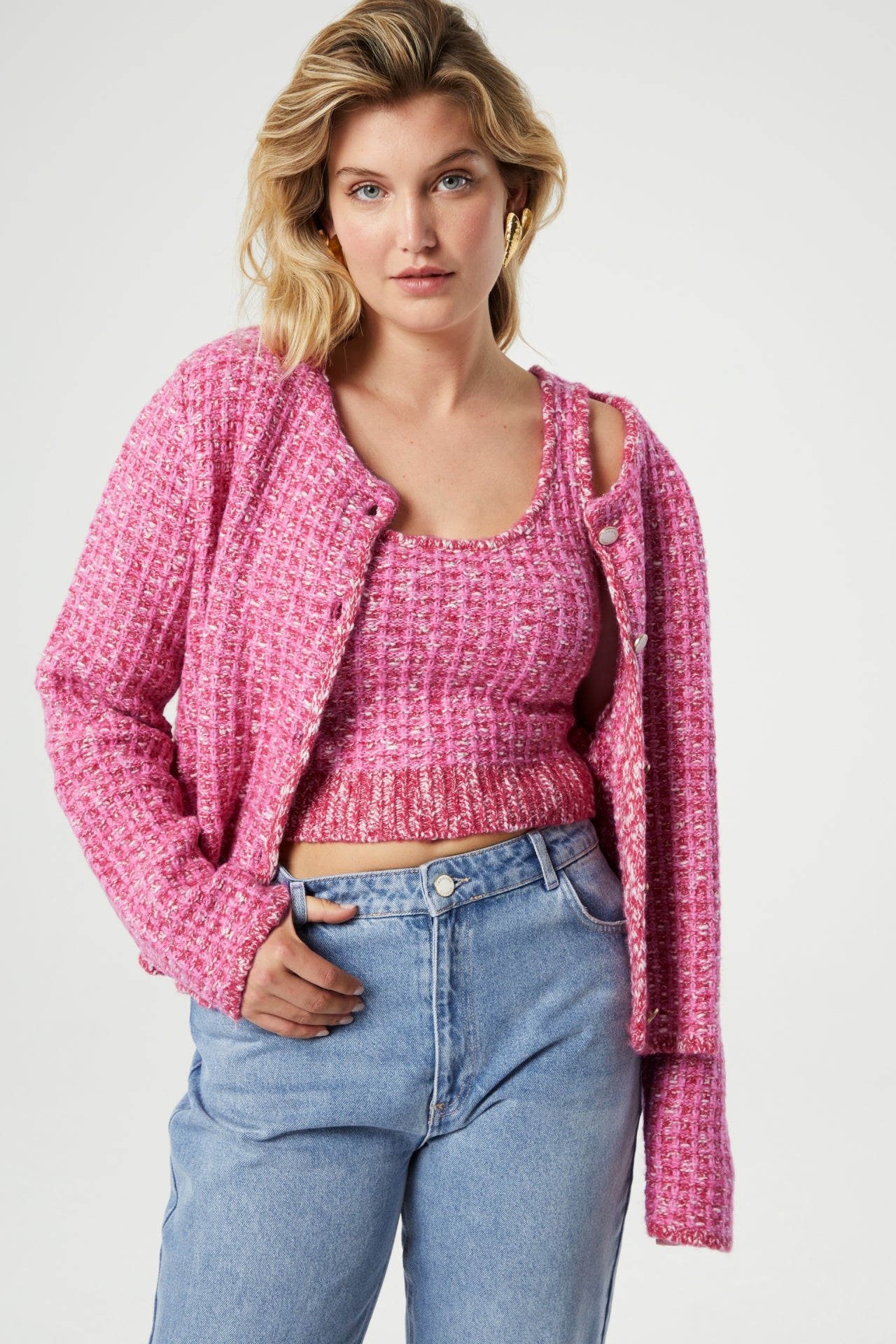 Josh Tweed Cardigan | Pink Candy