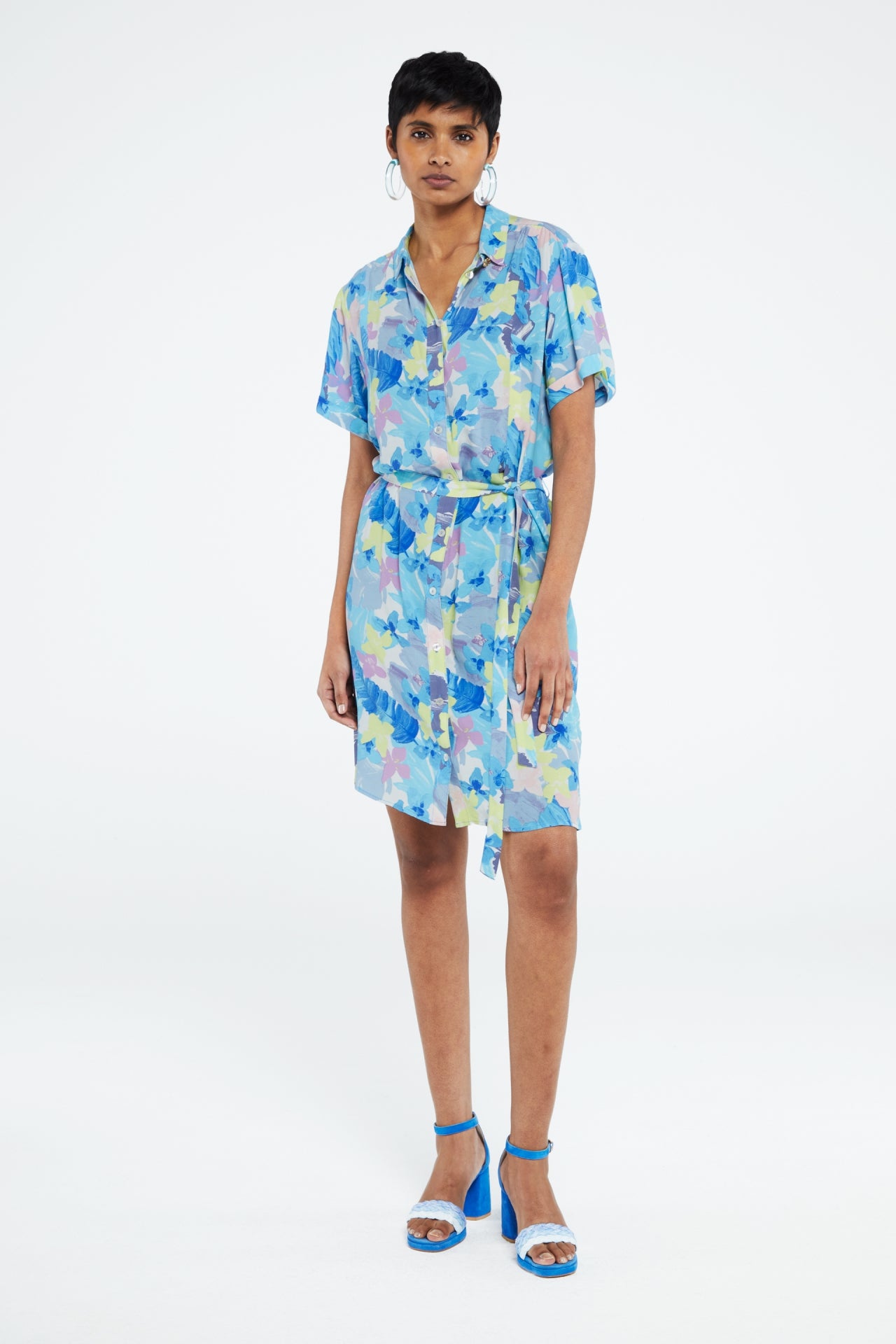 Boyfriend Dress | Cream White/Pool Blu