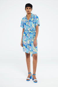 Boyfriend Dress | Cream White/Pool Blu
