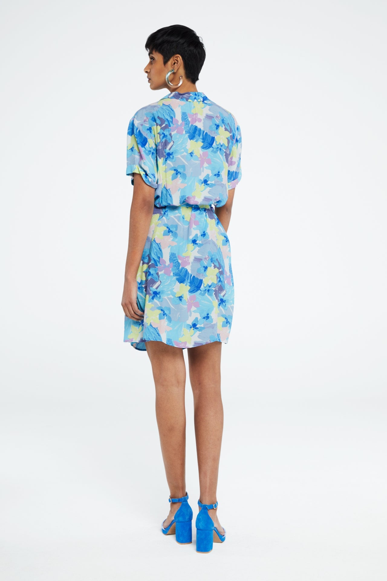 Boyfriend Dress | Cream White/Pool Blu
