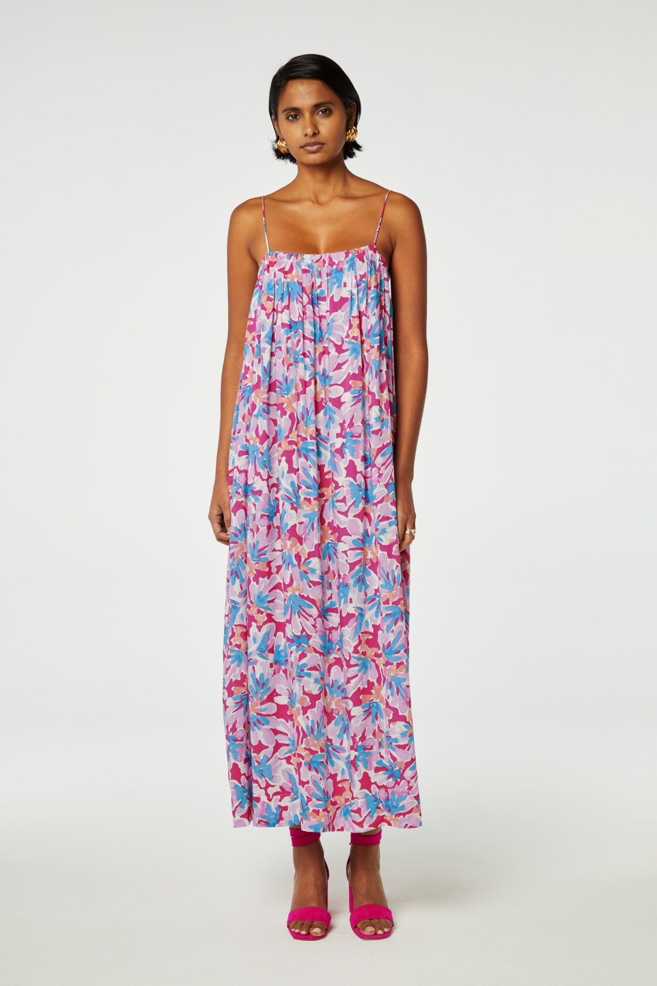 Leanna Dress | Azure Blue/Hot Pink