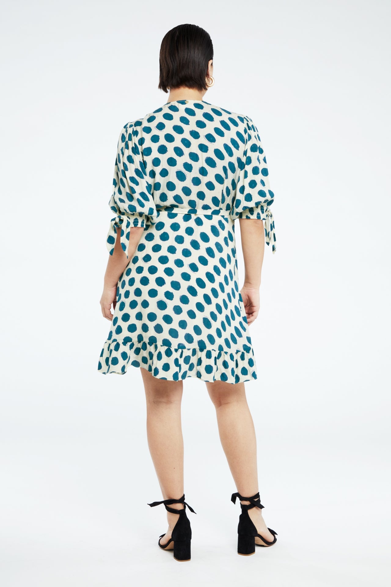 Channa Short Dress | Tasty Teal/Cream Whi