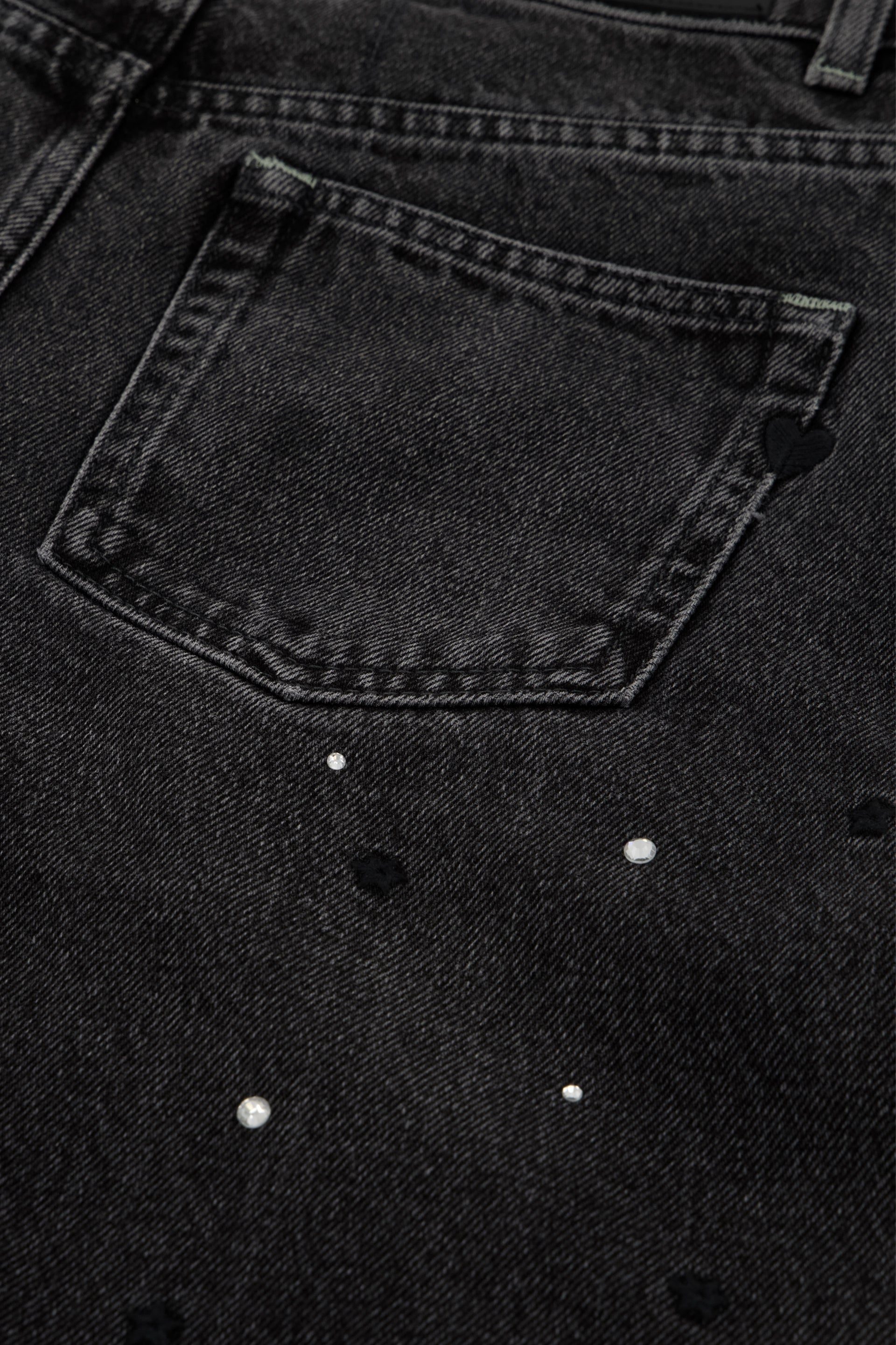 Bonnie Wide Leg - Rhinestone | Washed Dark Grey
