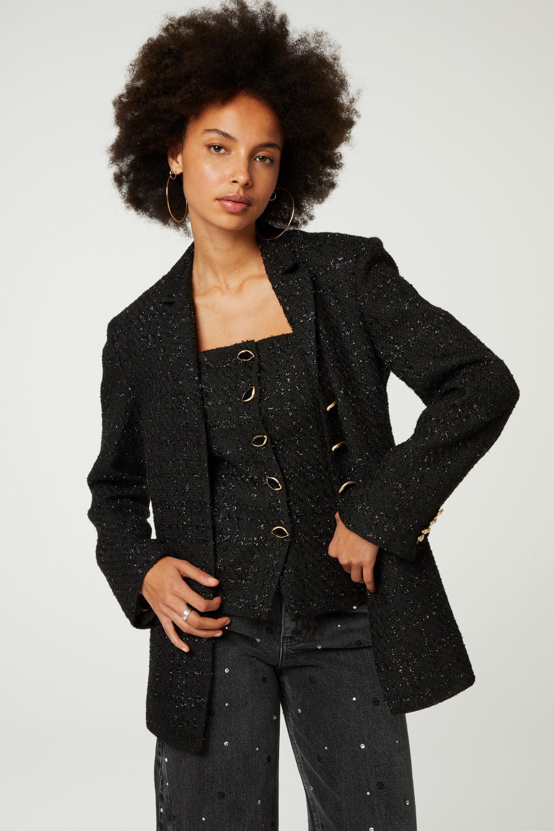 Cher Tweed Blazer | Black
